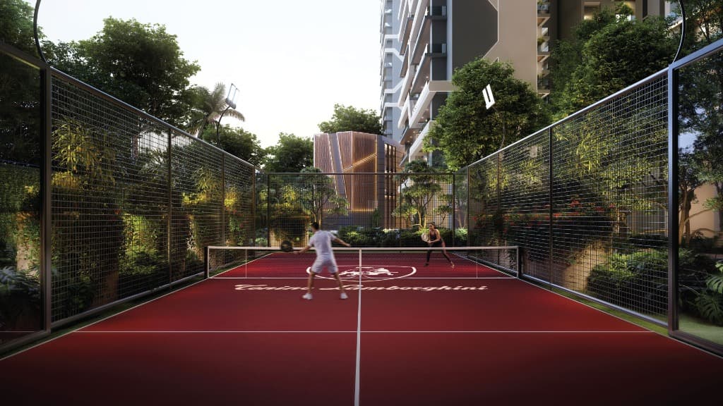 Tonino Lamborghini Residences Gurugram - Padel tennis court with official branding