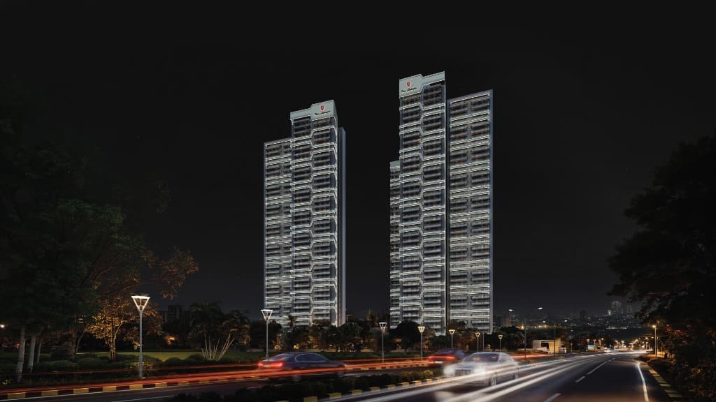 Tonino Lamborghini Residences Gurugram - Stunning architectural twin towers at night